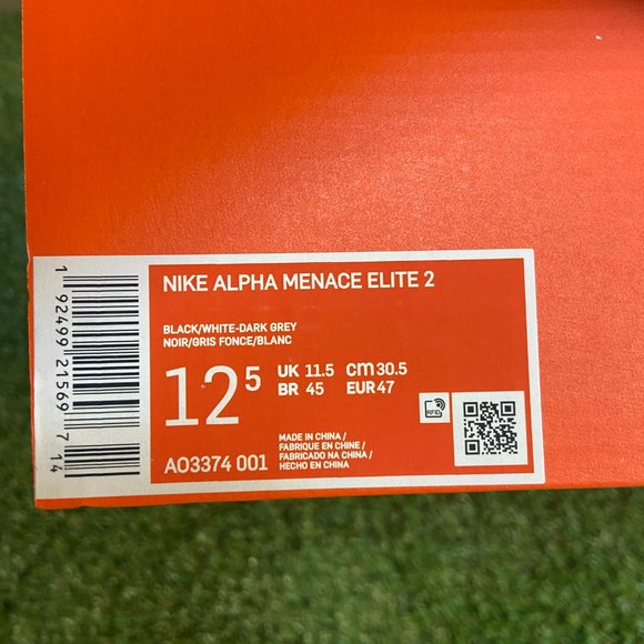Nike Alpha Menace Elite 2 Flyknit Football Cleats Black AO3374-001 Mens NEW main image 7